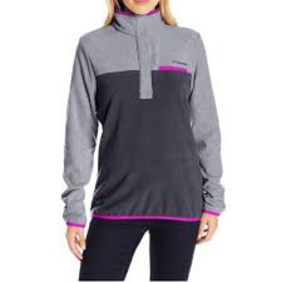 Columbia Gray/Purple Snap Pullover Sweatshirt Size M - Picture 2 of 6